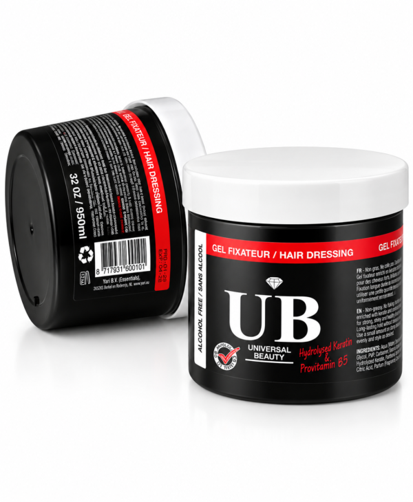 UB Universal Beauty Gel Fixateur 950 ml – Hair Dressing – Kératine & Provitamine B5 – Sans Alcool