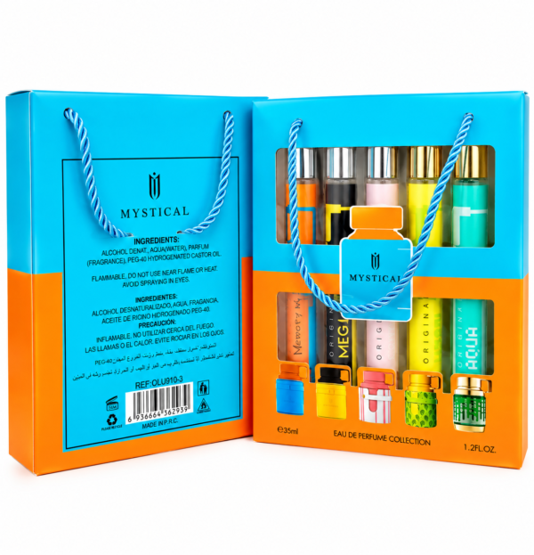 Coffret 5 Eaux de Parfum Mystical 35 ml – 5 Parfums Assortis – 175 ml – Coffret Parfum Femme & Homme