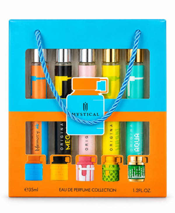 Coffret 5 Eaux de Parfum Mystical 35 ml – 5 Parfums Assortis – 175 ml – Coffret Parfum Femme & Homme