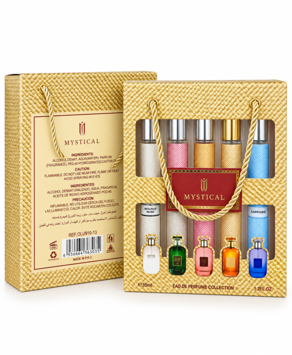 Coffret 5 Eaux de Parfum Mystical 35 ml – 5 Parfums Assortis – 175 ml – Coffret Parfum Femme & Homme