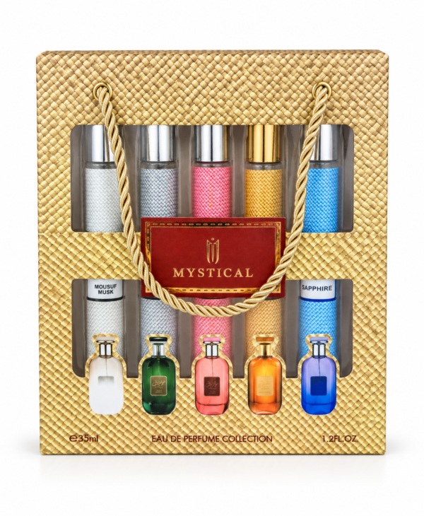 Coffret 5 Eaux de Parfum Mystical 35 ml – 5 Parfums Assortis – 175 ml – Coffret Parfum Femme & Homme