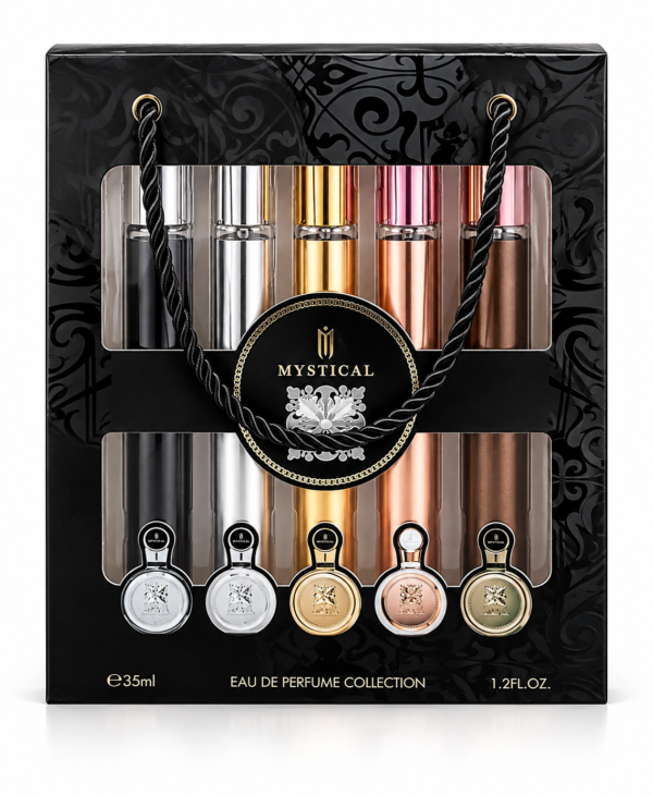Coffret 5 Eaux de Parfum Mystical 35 ml – 5 Parfums Assortis – 175 ml – Coffret Parfum Femme & Homme