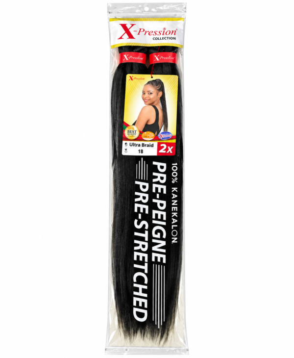 X-Pression Ultra Braid Pre-Stretched 100% Kanekalon 2X – Mèches Tresses Afro Pré-Étirées – Plusieurs Couleurs