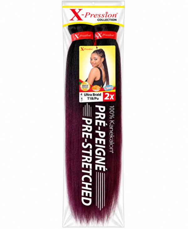 X-Pression Ultra Braid Pre-Stretched 100% Kanekalon 2X – Mèches Tresses Afro Pré-Étirées – Plusieurs Couleurs