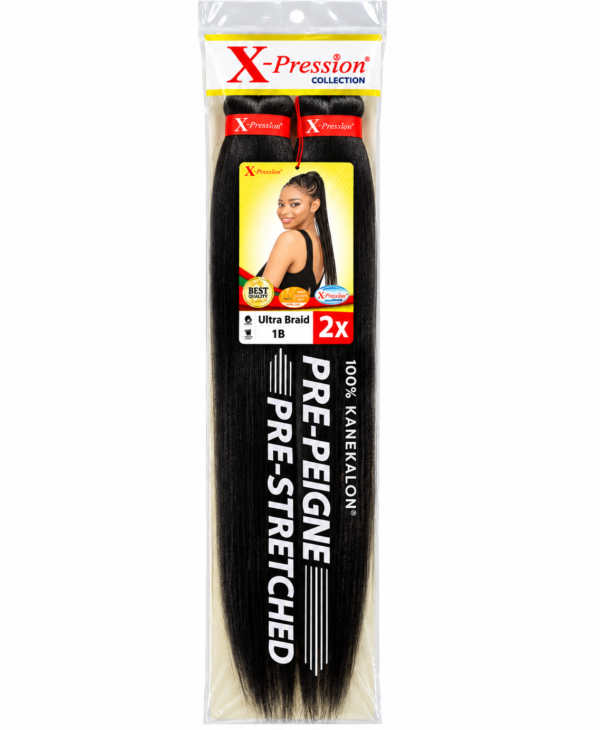 X-Pression Ultra Braid Pre-Stretched 100% Kanekalon 2X – Mèches Tresses Afro Pré-Étirées – Plusieurs Couleurs