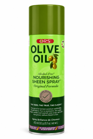 ORS, ORS Olive Oil, ORS Olive Oil Spray, ORS Nourishing Sheen Spray, ORS Olive Oil Nourishing Sheen Spray, ORS Original Formula, spray cheveux, spray brillance cheveux, spray huile d'olive cheveux, spray nourrissant cheveux, huile d'olive cheveux, brillance cheveux, soin cheveux, cheveux afro, cheveux crépus, cheveux naturels, cheveux secs, cheveux bouclés, cheveux frisés, spray tresses, soin cheveux afro, spray coiffure, produit brillance cheveux, ORS 472 ml, spray cheveux 472 ml