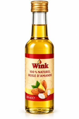 WINK, WINK Almond Oil, huile d’amande, huile d’amande naturelle, huile d’amande 100% naturelle, huile d’amande cheveux, huile d’amande pour cheveux, huile capillaire, huile cheveux, huile naturelle cheveux, soin cheveux, soin capillaire, cheveux secs, cheveux crépus, cheveux afro, cheveux frisés, cheveux bouclés, bain d’huile, huile nourrissante, huile végétale cheveux, huile cheveux naturels, huile d’amande 250 ml, huile capillaire 250 ml