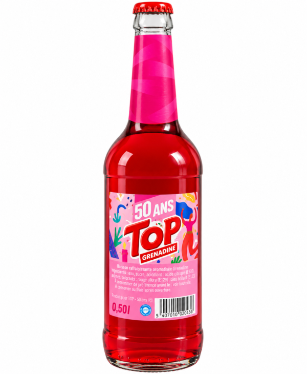 boisson TOP grenadine, TOP Grenadine 50 cl, boisson Top 500 ml, boisson grenadine TOP, TOP édition 50 ans, boisson rouge grenadine, boisson rafraîchissante grenadine, soda grenadine, boisson aromatisée grenadine, bouteille TOP grenadine, boisson sucrée grenadine, boisson TOP en bouteille verre, acheter boisson TOP grenadine, boisson grenadine épicerie africaine, boissons exotiques, boissons importées, TOP Grenadine 0,5 L.