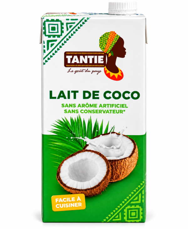 lait de coco TANTIE, lait de coco Tantie 1L, Tantie 1 litre, lait de noix de coco, lait de coco sans conservateur, lait de coco sans arôme artificiel, lait de coco pour cuisine africaine, lait de coco pour sauce, lait de coco pour poisson, lait de coco pour poulet, lait de coco pour riz, lait de coco pour curry, lait de coco pour soupe, lait de coco pour dessert, lait de coco pour gâteau, lait de coco en brique, acheter lait de coco en ligne, lait de coco épicerie africaine, lait de coco épicerie exotique, lait de coco cuisine asiatique, lait de coco pour plats mijotés.