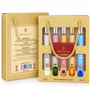 Coffret Mystical Eau de Parfum coffret parfum Mystical, Mystical Eau de Parfum Collection, coffret 5 parfums, coffret parfum oriental, parfum Mousuf Musk, parfum Sapphire, coffret cadeau parfum, eau de parfum Mystical, assortiment de parfums, collection de parfums, coffret parfum doré, parfum en coffret cadeau, parfums format voyage, coffret parfumerie, cadeau parfum élégant, achat coffret parfum en ligne, parfum arabe, parfum oriental en coffret, coffret parfum multicolore.