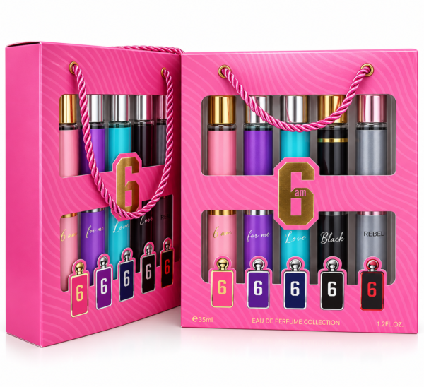 Coffret Parfum 6 AM – Collection de 5 Eaux de Parfum coffret parfum 6 AM, parfum 6AM, 6 AM Eau de Parfum Collection, coffret 5 parfums, coffret eau de parfum, parfum For Me, parfum Love, parfum Black, parfum Rebel, coffret parfum rose, coffret cadeau parfum, collection de parfums, assortiment de parfums, parfum en coffret, mini parfums, coffret parfum à offrir, parfum homme femme, coffret beauté, achat parfum en ligne, coffret parfum pas cher.