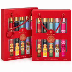 coffret parfum Mystical, Mystical Eau de Parfum Collection, coffret parfum rouge, coffret de cinq parfums, parfum Luxury Mystical, parfum Royal Mystical, parfum Imperial Mystical, parfum Prestige Mystical, parfum Elegance Mystical, coffret eau de parfum, coffret cadeau parfum, assortiment de parfums, coffret parfum original, parfums à offrir, coffret parfum senteurs variées, acheter coffret parfum en ligne, parfumerie en ligne, idée cadeau parfum, produits de beauté, KAIROSHYB Market.