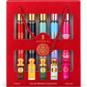 coffret parfum Mystical, Mystical Eau de Parfum Collection, coffret parfum rouge, coffret de cinq parfums, parfum Luxury Mystical, parfum Royal Mystical, parfum Imperial Mystical, parfum Prestige Mystical, parfum Elegance Mystical, coffret eau de parfum, coffret cadeau parfum, assortiment de parfums, coffret parfum original, parfums à offrir, coffret parfum senteurs variées, acheter coffret parfum en ligne, parfumerie en ligne, idée cadeau parfum, produits de beauté, KAIROSHYB Market.