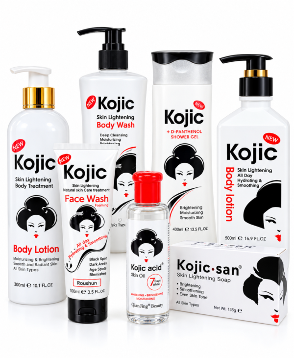 soins Kojic, gamme Kojic, soins à l’acide kojique, lotion corporelle Kojic, gel douche Kojic, nettoyant visage Kojic, huile Kojic acid, savon Kojic San, produits de beauté visage et corps, routine beauté peau, soins hydratants corps, cosmétiques en ligne.