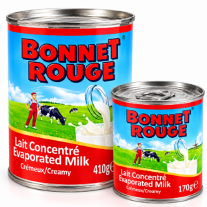 lait Bonnet Rouge, lait concentré Bonnet Rouge, lait concentré non sucré, lait évaporé Bonnet Rouge, Bonnet Rouge 170g, Bonnet Rouge 410g, lait évaporé crémeux, lait concentré pour café, lait concentré pour thé, lait en boîte, lait pour bouillie africaine, lait pour pâtisserie, lait pour flan, lait pour gâteau, lait pour cuisine africaine, lait concentré africain, lait évaporé sans sucre ajouté, evaporated milk Bonnet Rouge, creamy evaporated milk, lait concentré cuisine caribéenne