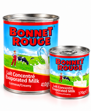 Deux boîtes de lait évaporé Bonnet Rouge lait Bonnet Rouge, lait concentré Bonnet Rouge, lait concentré non sucré, lait évaporé Bonnet Rouge, Bonnet Rouge 170g, Bonnet Rouge 410g, lait évaporé crémeux, lait concentré pour café, lait concentré pour thé, lait en boîte, lait pour bouillie africaine, lait pour pâtisserie, lait pour flan, lait pour gâteau, lait pour cuisine africaine, lait concentré africain, lait évaporé sans sucre ajouté, evaporated milk Bonnet Rouge, creamy evaporated milk, lait concentré cuisine caribéenne