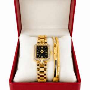 montre femme, montre dorée femme, bracelet femme doré, coffret montre femme, coffret cadeau femme, montre bracelet assorti, montre élégante femme, montre chic femme, bijou femme, cadeau femme, coffret bijoux, montre quartz femme, montre fantaisie femme, accessoire femme, cadeau anniversaire femme