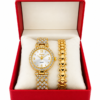 Écrin rouge avec montre et bracelet dorés(1) montre femme, montre dorée femme, bracelet femme doré, coffret montre femme, coffret cadeau femme, montre bracelet assorti, montre élégante femme, montre chic femme, bijou femme, cadeau femme, coffret bijoux, montre quartz femme, montre fantaisie femme, accessoire femme, cadeau anniversaire femme