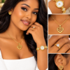 Élégance dorée, collection Love Coffret Bijoux Femme Doré – Montre, Collier Cœur Love, Bague et Boucles d’Oreilles – Écrin Rouge