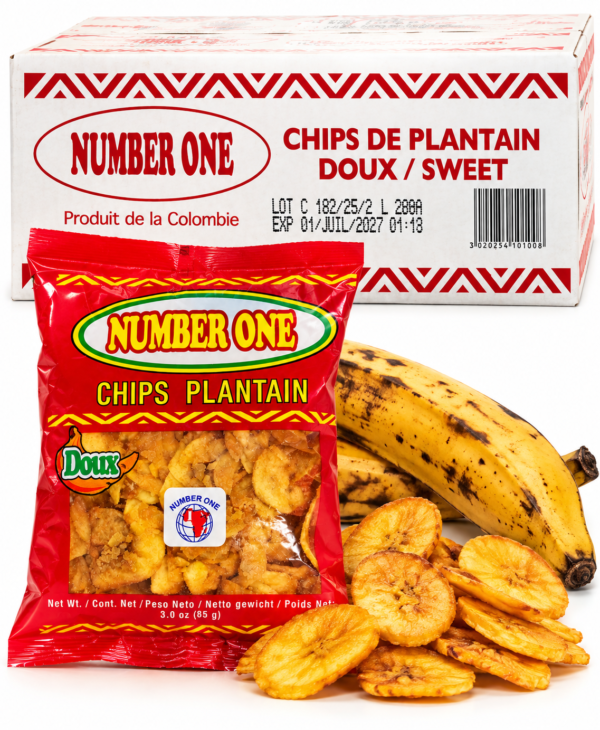 Emballage de chips de plantain Number One chips de plantain, chips de banane plantain, chips plantain sucrées, chips plantain doux, chips banane sucrée, chips de plantain doux, chips africaines, chips africaines sucrées, chips exotiques, banane plantain, plantain mûr, chips NUMBER ONE, Number One plantain