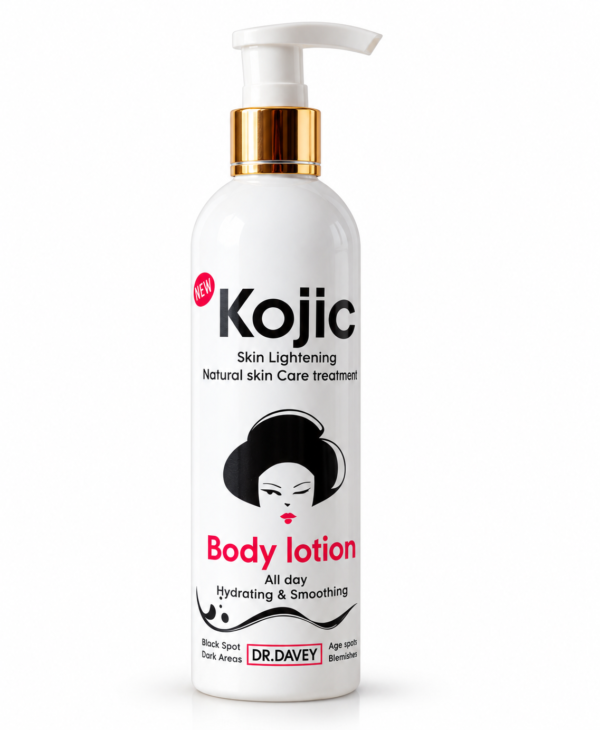 Flacon de lotion Kojic élégant Dr Davey Kojic, lotion Kojic Dr Davey, Dr Davey Body Lotion, lotion corporelle Kojic, lait corporel hydratant, lotion hydratante pour le corps, soin corporel lissant, lotion pour peau sèche, soin des taches pigmentaires, lotion pour teint irrégulier, lotion corps Dr Davey, soin corporel quotidien, cosmétique Dr Davey, lotion corporelle en ligne, acheter lotion Dr Davey, lait corporel Kojic, soin hydratant pour le corps, lotion pour zones sombres, cosmétique beauté peau, lotion corporelle à l’acide kojique.