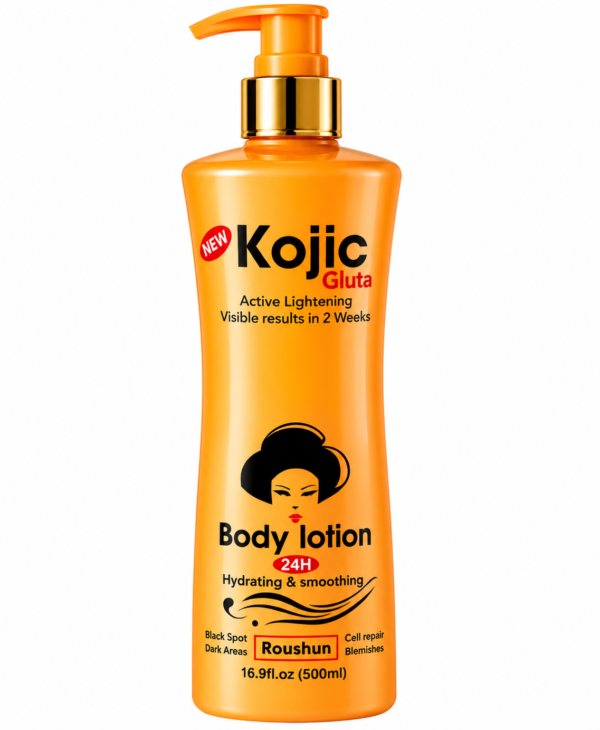 Roushun Kojic Gluta, lotion Roushun 500 ml, lotion corporelle Kojic Gluta, crème corps Roushun, lait corporel hydratant, lotion hydratante 500 ml, soin du corps, lotion peau douce, lotion peau lisse, soin éclat du teint, lotion Kojic Acid, Kojic Gluta Body Lotion, Roushun Body Lotion 500ml.