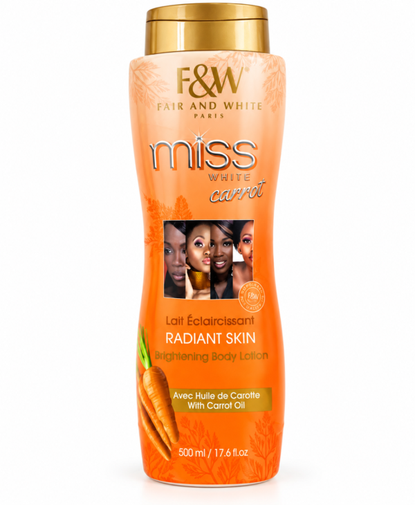 Duo Laits Corps Miss White 500 ml – Beauty Active Rose & Carrot à l’Huile de Carotte – Fair & White Paris