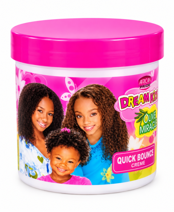 African Pride Dream Kids Olive Miracle Quick Bounce Crème Démêlante pour Cheveux Bouclés, Frisés et Crépus – Soin Enfant