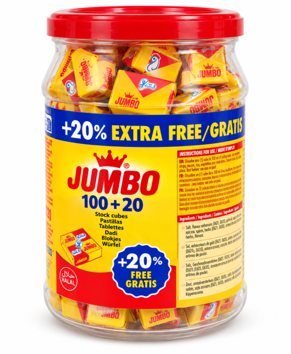 Pot de cubes de bouillon Jumbo coloré bouillon Jumbo, Jumbo 100+20, Jumbo 100 20 cubes, Jumbo 120 cubes, bouillon Jumbo 1,2kg, cubes Jumbo 1kg, bouillon africain, cube bouillon africain, bouillon halal, Jumbo halal, bouillon en cube, cubes de bouillon Jumbo, tablette bouillon Jumbo, assaisonnement africain, épices africaines, condiment africain, bouillon cuisine africaine