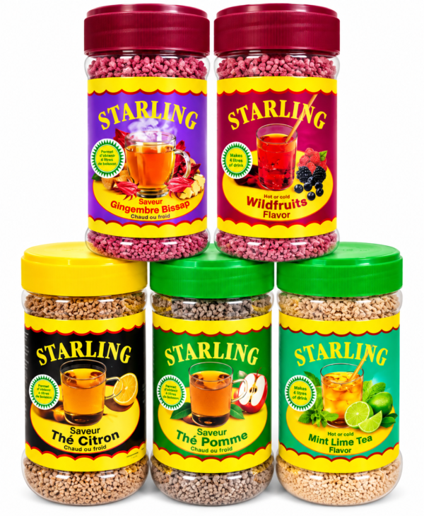 Présentoir coloré de boissons instantanées Starling - Copie Starling | Starling 400g | Boisson Instantanée | Boisson Starling | Starling Hibiscus | Starling Bissap | Starling Gingembre | Starling Hot Ginger | Starling Menthe | Hibiscus Menthe | Thé Menthe | Thé Gingembre | Bissap | Hibiscus | Boisson Africaine | Boisson Exotique | Boisson en Granulés | Boisson en Poudre | 4 Litres | Chaud ou Froid Starling | Boisson Starling | Boisson Instantanée | Boisson Africaine | Boisson en Poudre | Gingembre Bissap | Bissap | Wildfruits | Fruits Rouges | Thé Citron | Thé Pomme | Mint Lime | Menthe Citron Vert | Thé Instantané | Boisson Exotique | Boisson Chaude | Boisson Froide | Épicerie Africaine