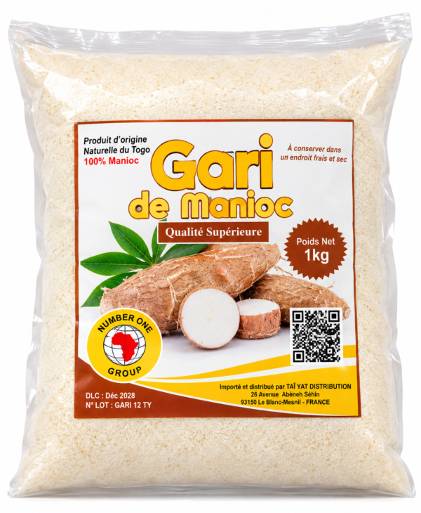Sac transparent de gari de manioc Togo Gari Togo 1 kg
