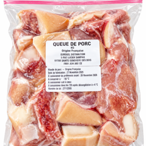 Queue de porc, Queue de cochon, Porc surgelé, Porc congelé, Viande de porc, Queue de porc surgelée, Origine France, Viande française, Sous vide, Cuisine africaine, Cuisine antillaise, Cuisine créole, Cuisine réunionnaise, Haricots rouges, Lentilles, Plat mijoté, Ragoût, Viande surgelée