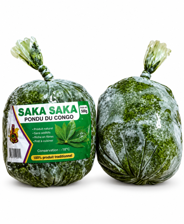 Saka Saka Mama Bolingo, saka saka 500 g, pondu congelé, feuilles de manioc pilées, feuilles de manioc congelées, saka saka congolais, pondu congolais, saka saka africain, légume africain surgelé, produit alimentaire africain, feuilles de manioc surgelées, Mama Bolingo Pondu, acheter saka saka en ligne.