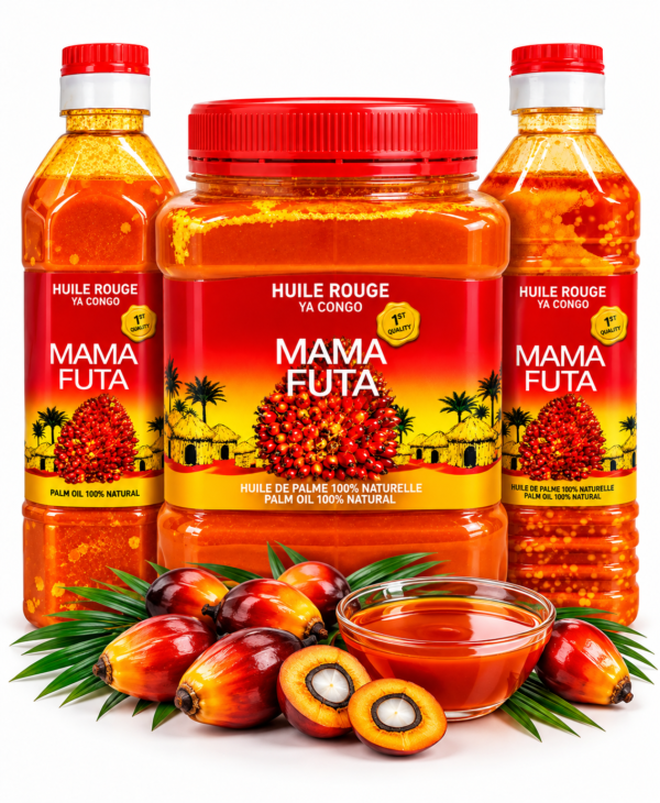 Trio de bouteilles d’huile de palme Mama Futa huile rouge Mama Futa, huile rouge ya Congo, huile de palme rouge, Mama Futa huile de palme, acheter huile rouge congolaise, huile rouge africaine, huile de palme 100 % naturelle, huile rouge pour pondu, huile rouge pour saka-saka, huile rouge pour moambe, huile rouge pour madesu, huile de palme pour cuisine africaine, huile rouge pour sauce africaine, huile de palme en bouteille, huile rouge en pot, épicerie congolaise en ligne, épicerie africaine en France, acheter huile de palme rouge en ligne, KAIROSHYB Market